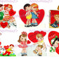 68 Vintage Cute Valentine Couples Little Sweethearts Card Collage Sheets Boys Girls In Love Printable PDF Instant Digital Download 300 dpi