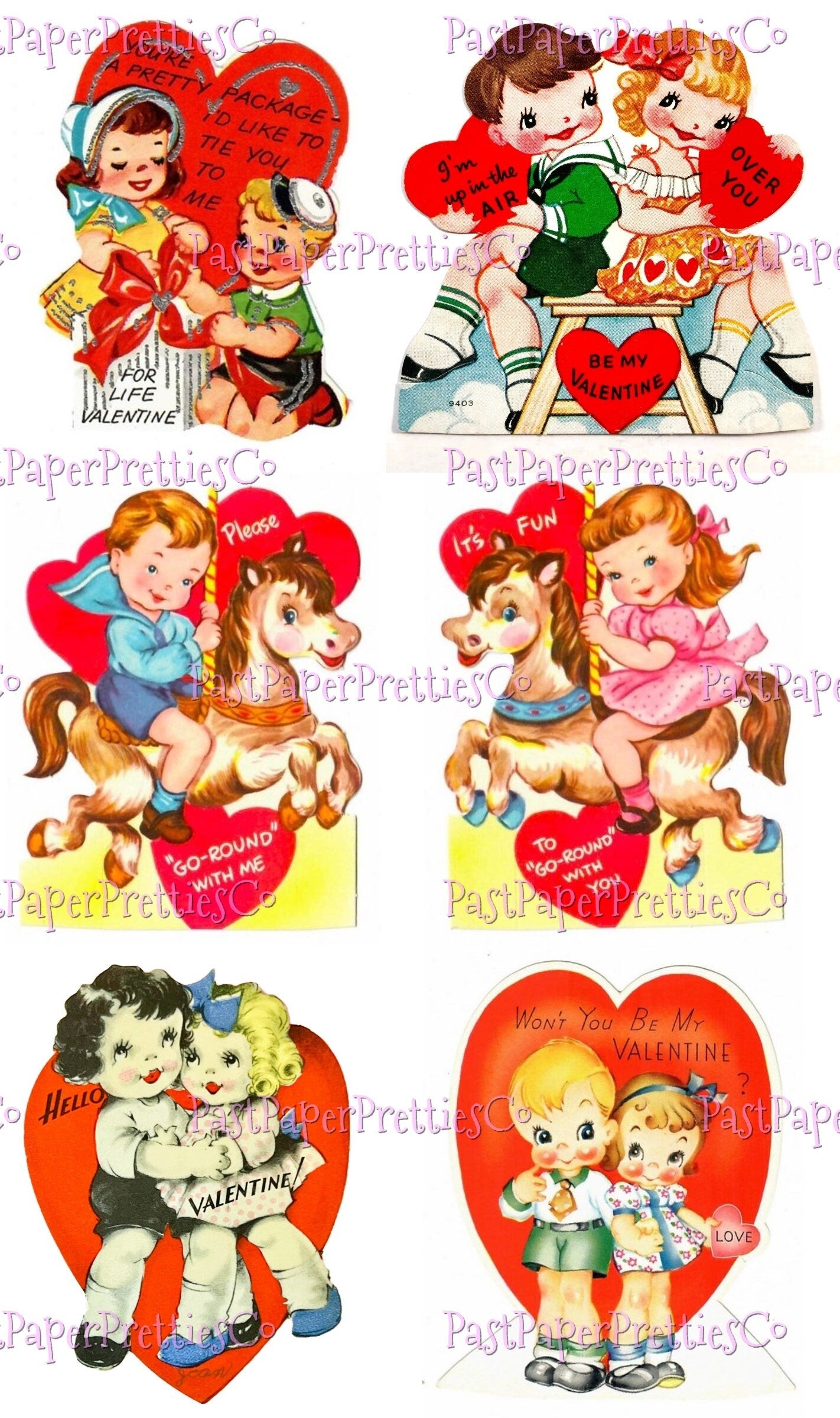 68 Vintage Cute Valentine Couples Little Sweethearts Card Collage Sheets Boys Girls In Love Printable PDF Instant Digital Download 300 dpi