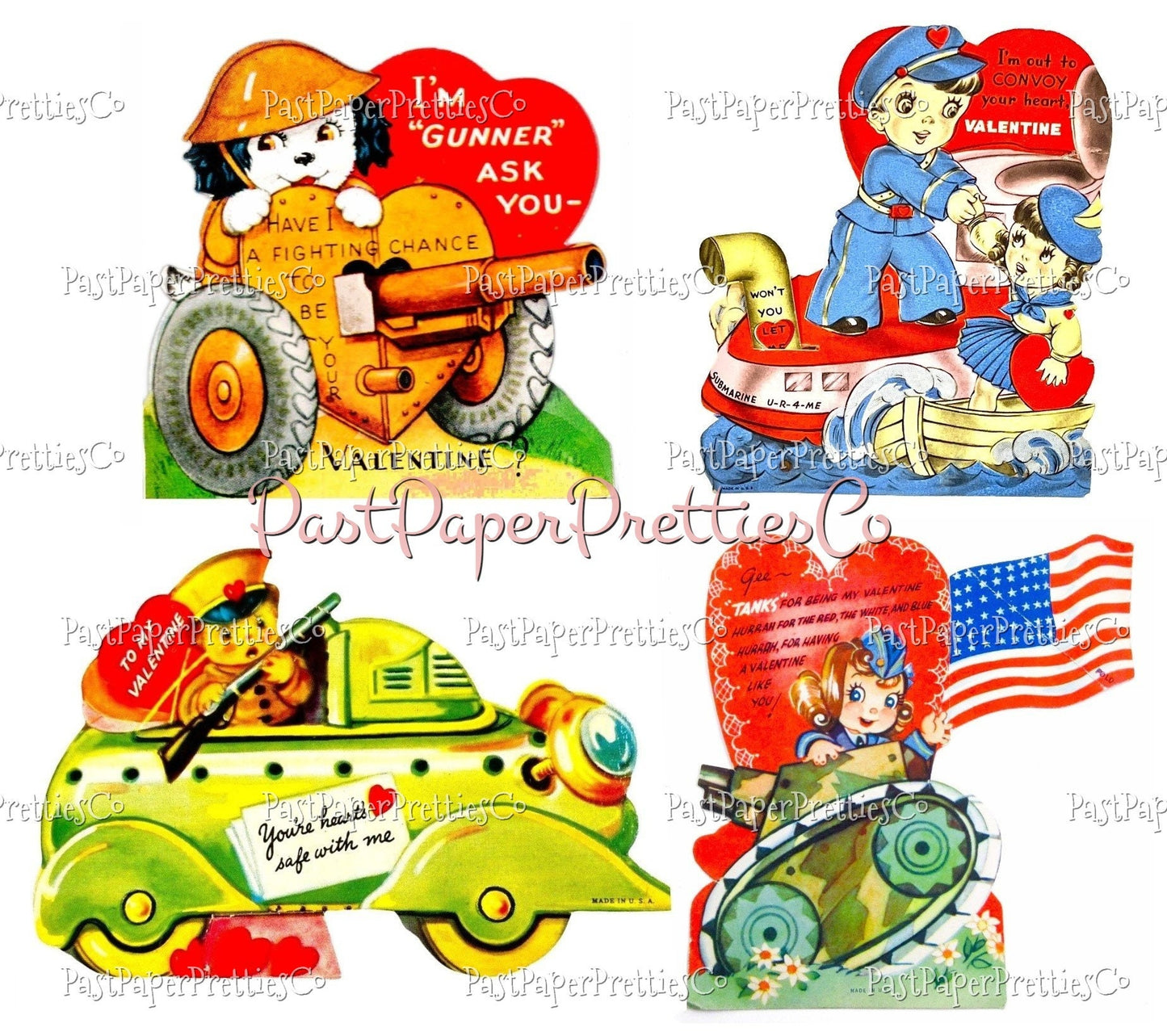 32 Vintage Printable Valentines Day Military Themed Collage Sheets PDF Instant Digital Download Cute Army Navy Marines Men Ladies Clip Art