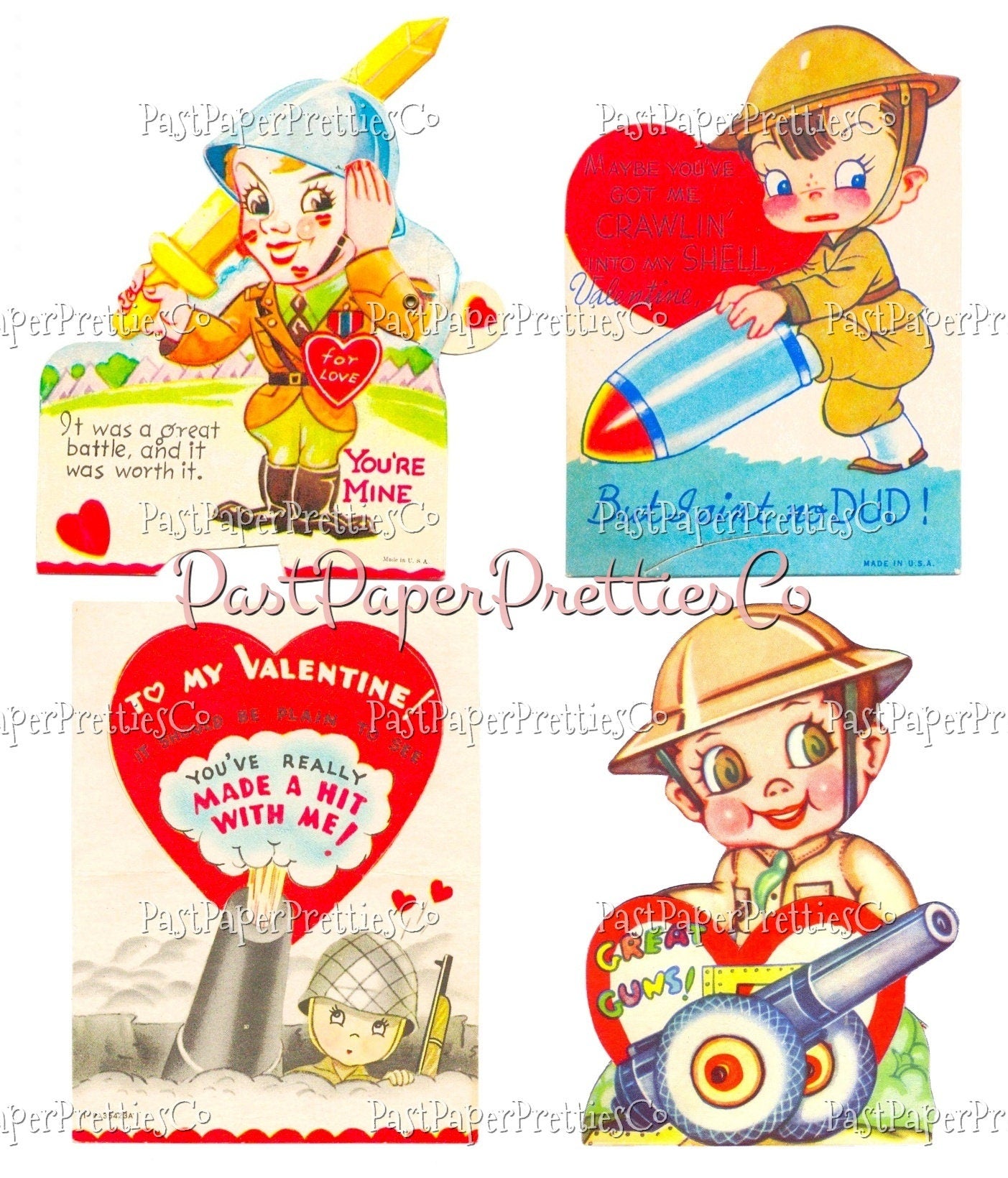 32 Vintage Printable Valentines Day Military Themed Collage Sheets PDF Instant Digital Download Cute Army Navy Marines Men Ladies Clip Art