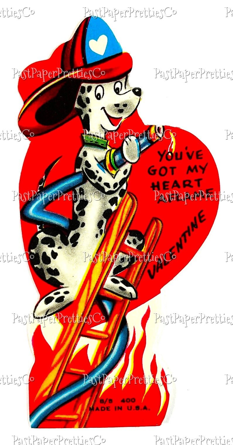 18 Vintage Firefighter Valentines Day Cards All Fireman Themed Collage Sheets & Single Images Printable PDF Instant Digital Download