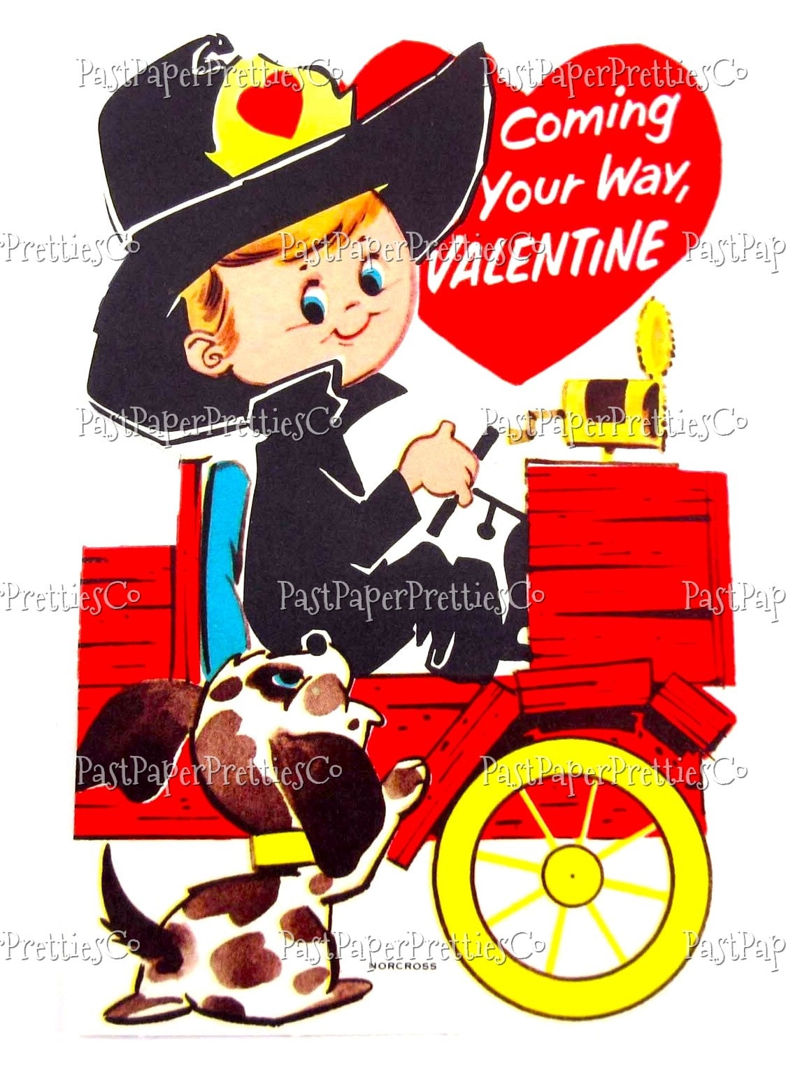 18 Vintage Firefighter Valentines Day Cards All Fireman Themed Collage Sheets & Single Images Printable PDF Instant Digital Download