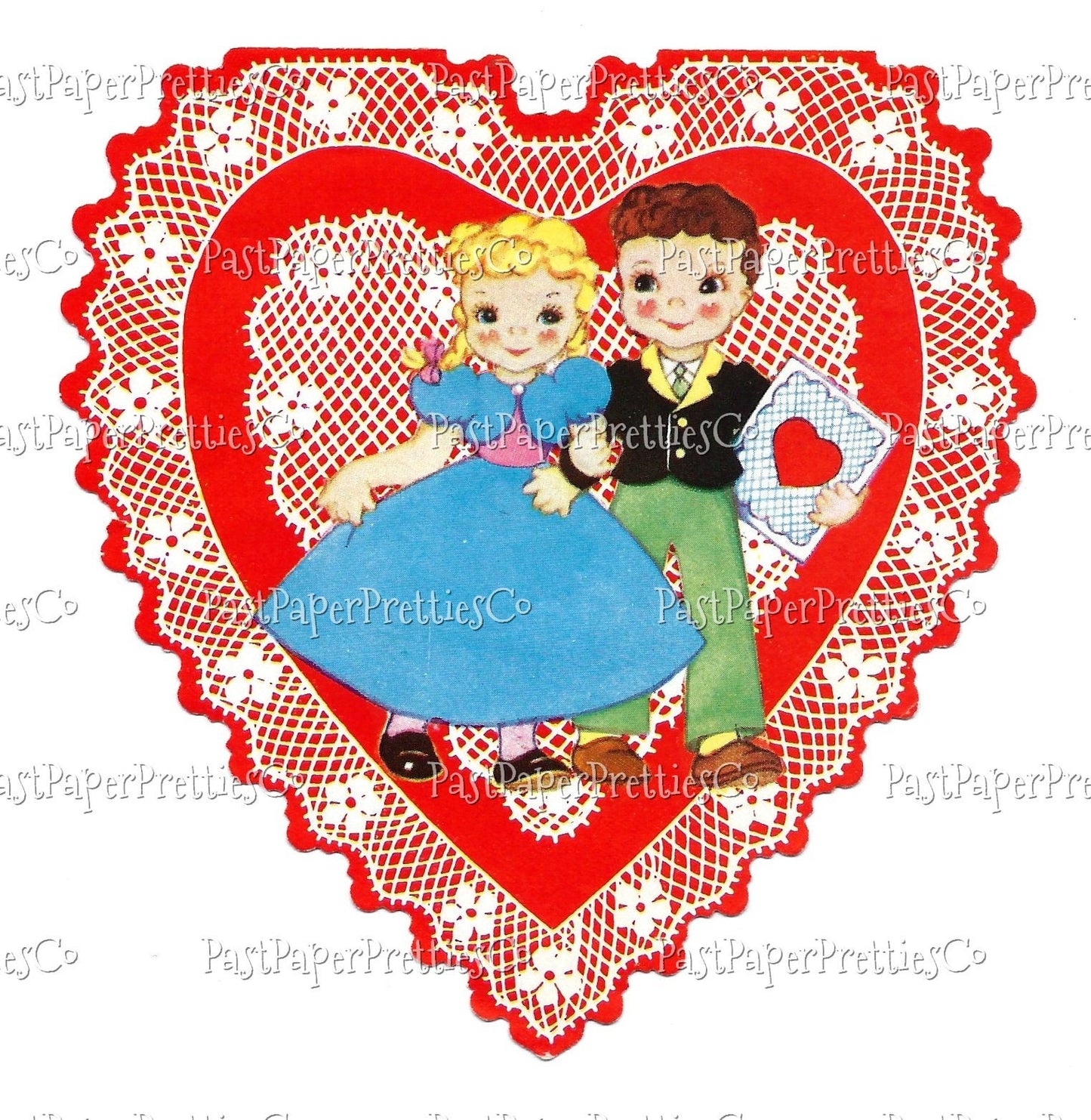 18 Vintage Printable Valentine Cards Big Eyed Kids Doily Collage and Single Images PDF Instant Digital Download Hearts & Squares JPEG PNG