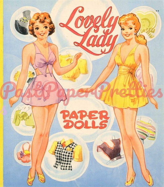 Vintage Lovely Lady Paper Dolls 1948 PDF Printable Instant Digital Download Two Pretty Ladies  1940s Fashion Clip Art