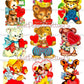 72 Vintage Teddy Bear Valentines Day Cards All Teddies Animal Themed Collage Sheets Printable PDF Instant Digital Download 2 Sizes