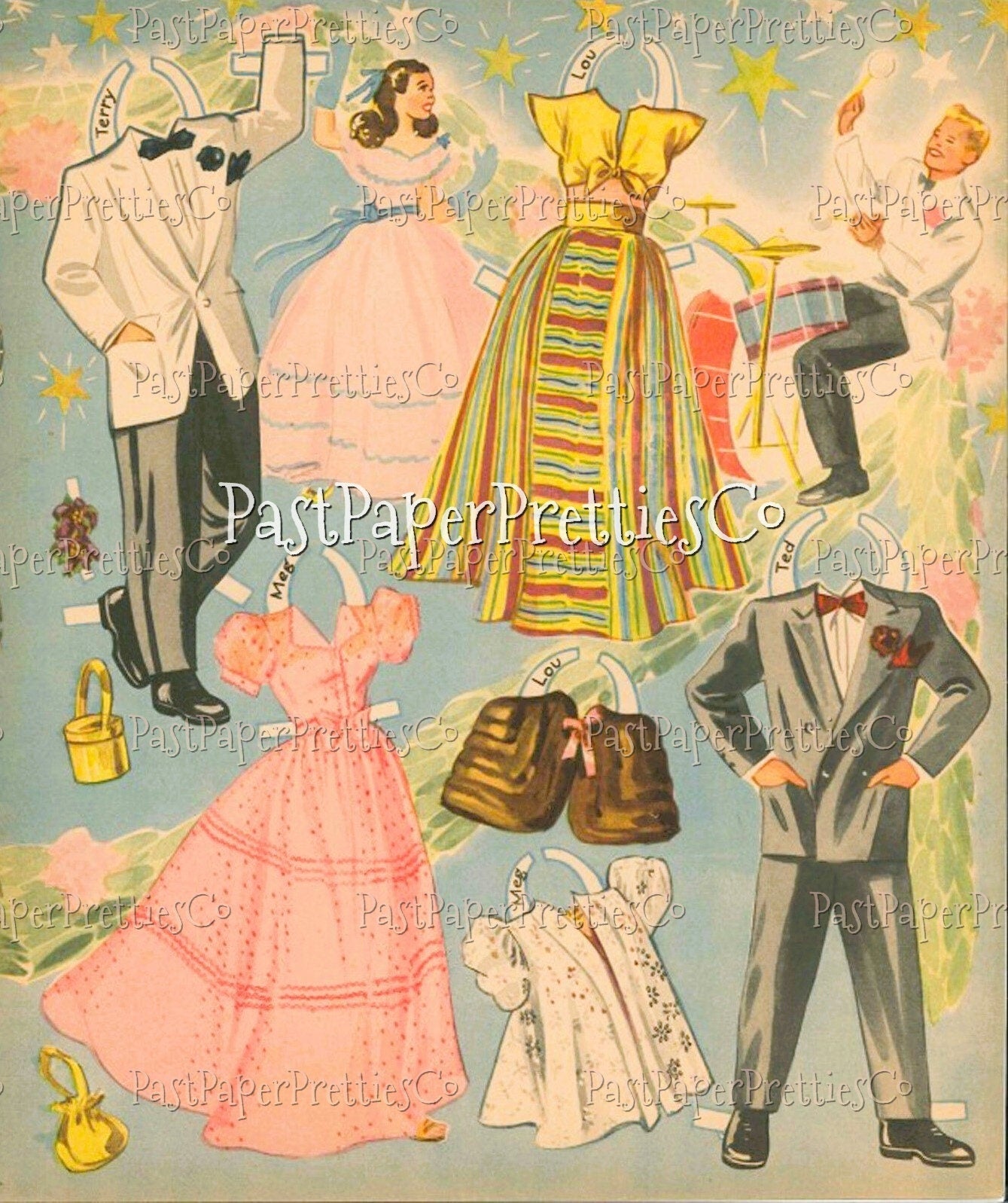 Vintage Paper Dolls The Coke Crowd 8 Teenager Dolls 1946 Printable PDF Instant Digital Download Boy Girl Teen Friends Clip Art