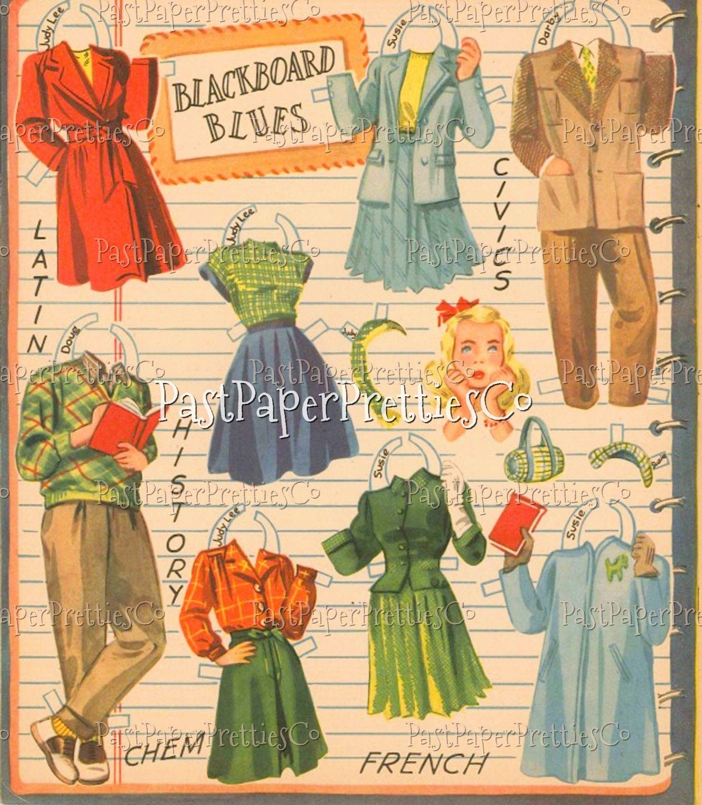 Vintage Paper Dolls The Coke Crowd 8 Teenager Dolls 1946 Printable PDF Instant Digital Download Boy Girl Teen Friends Clip Art
