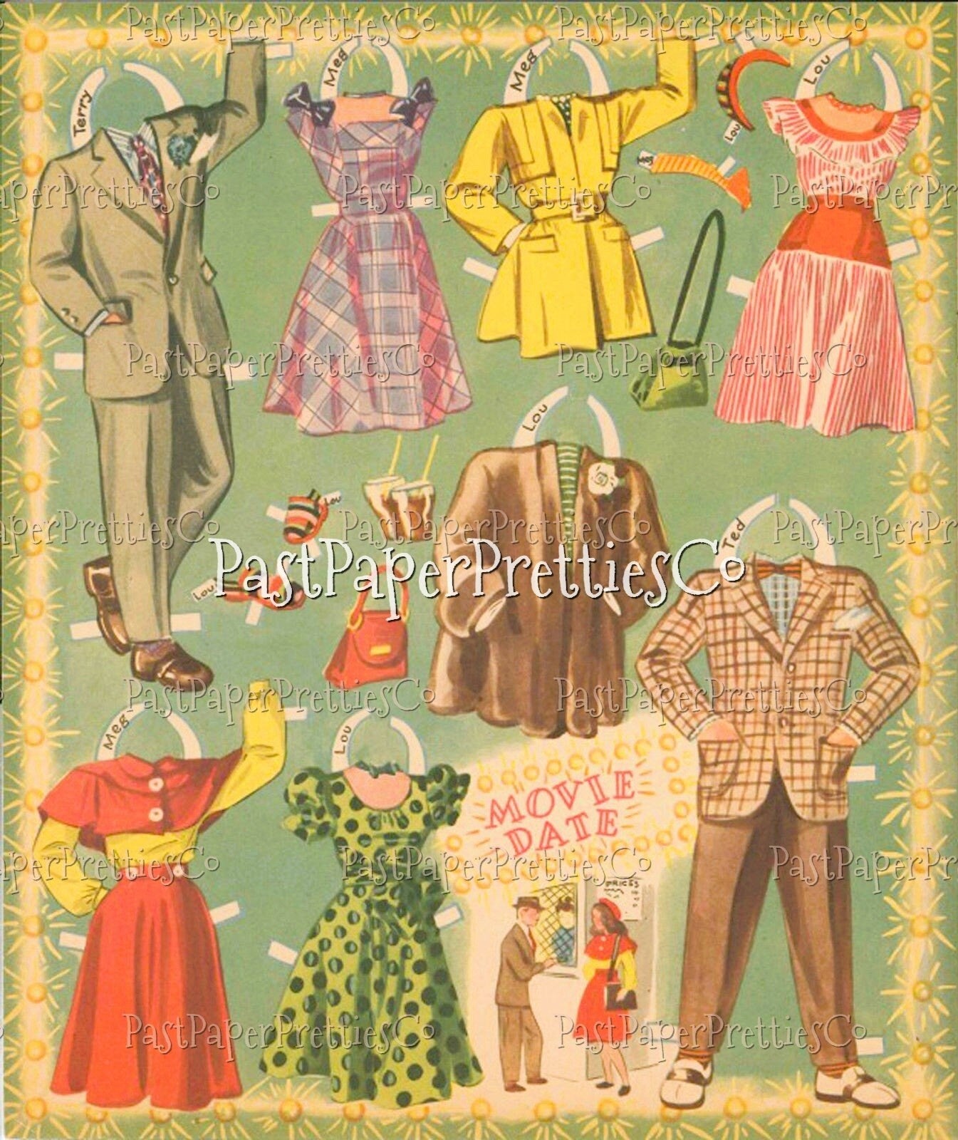 Vintage Paper Dolls The Coke Crowd 8 Teenager Dolls 1946 Printable PDF Instant Digital Download Boy Girl Teen Friends Clip Art