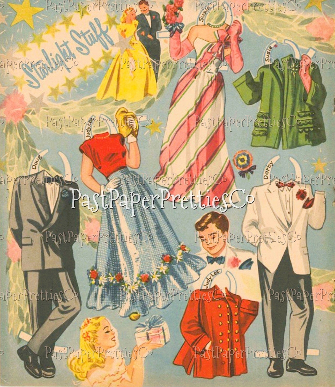 Vintage Paper Dolls The Coke Crowd 8 Teenager Dolls 1946 Printable PDF Instant Digital Download Boy Girl Teen Friends Clip Art