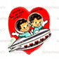 Vintage Printable Valentine Cute Space Kids Card Retro 1960s Spaceship Spacenik Silver Glitter Instant Digital Download Outerspace Clip Art