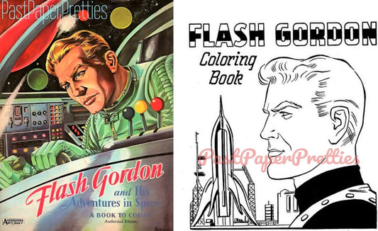 Vintage Printable Flash Gordon Coloring Book Pages 1958 Sci Fi Adventures in Space PDF Instant Digital Download Retro Science Fiction