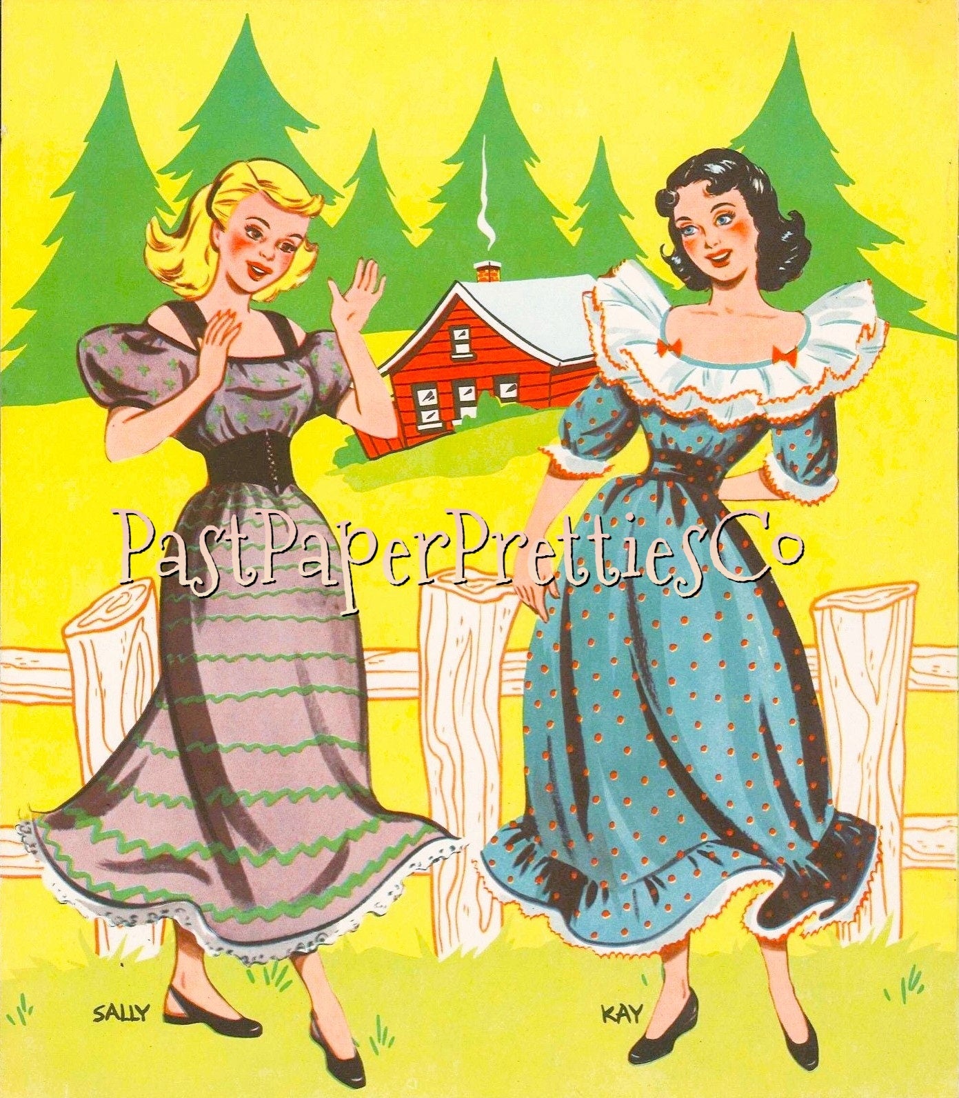 Vintage Paper Dolls Country Jamboree Doll Book 1950s Printable PDF Instant Digital Download 4 Country Western Dancers Hoedown Clip Art