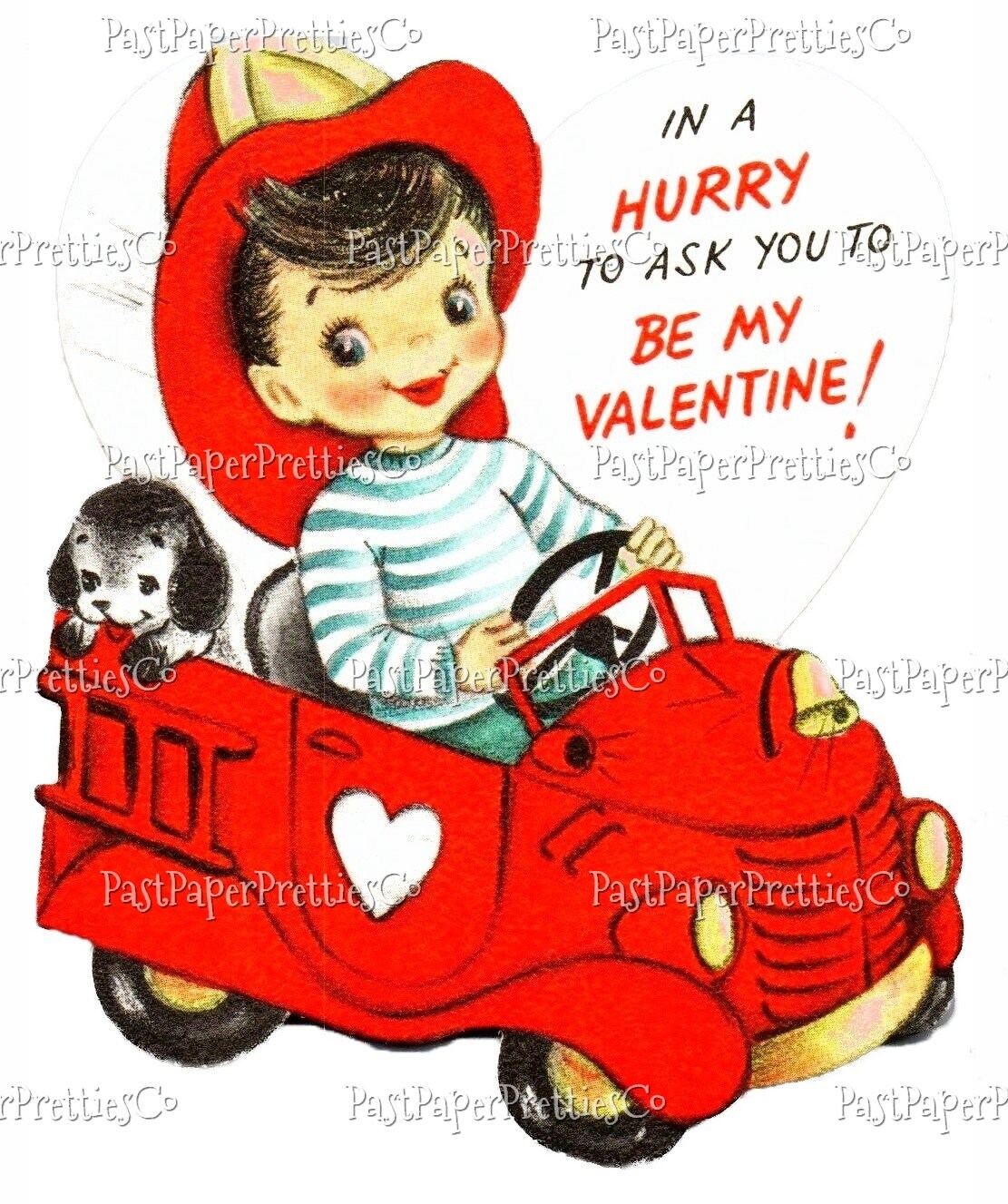 18 Vintage Firefighter Valentines Day Cards All Fireman Themed Collage Sheets & Single Images Printable PDF Instant Digital Download