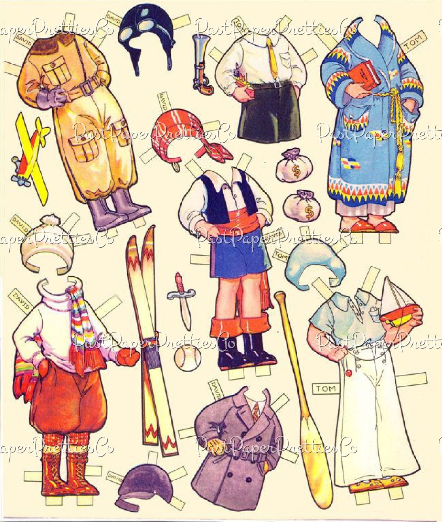 Vintage Paper Doll Playmates 20 Printable Dolls PDF Instant Digital Download Lots of Adorable Cute Little Girls Boys and Clothing Clip Art