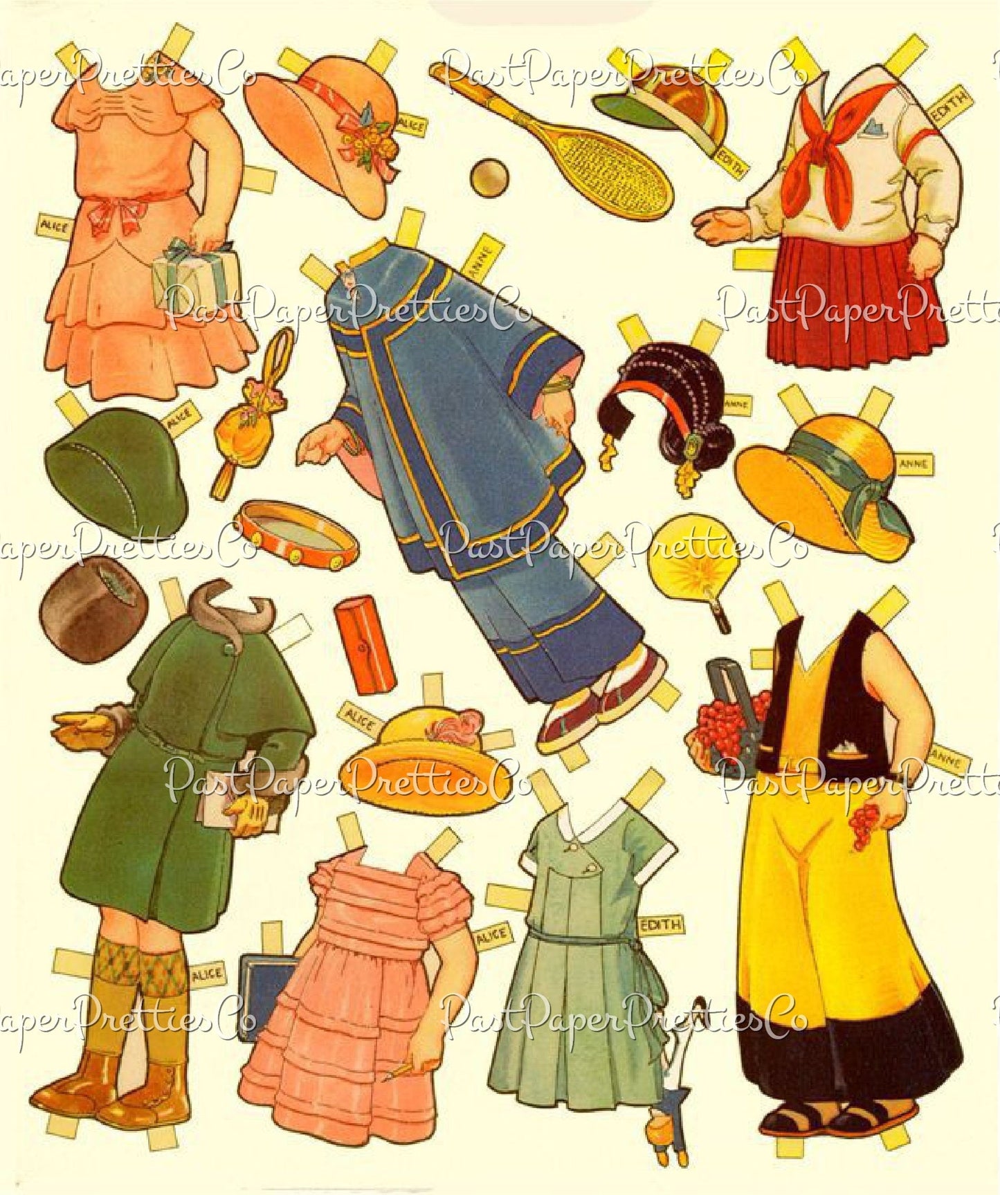 Vintage Paper Doll Playmates 20 Printable Dolls PDF Instant Digital Download Lots of Adorable Cute Little Girls Boys and Clothing Clip Art