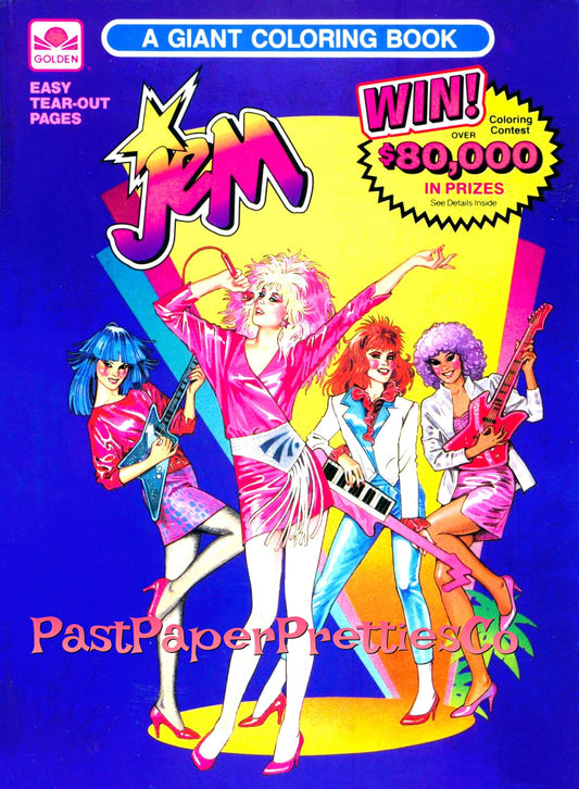 Vintage Jem and The Holograms Giant Coloring Book 1985 Printable PDF Instant Digital Download Retro 80s Girl Rock Band 111 Pages to Color