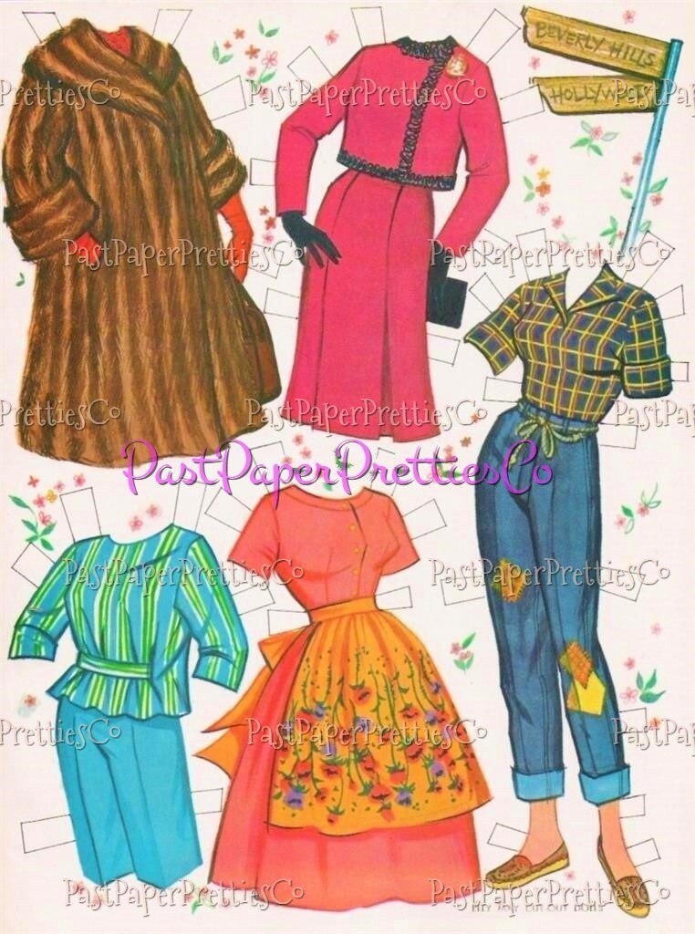 Vintage Paper Dolls Set Elly May From The Beverly Hillbillies Printable PDF Instant Digital Download Retro 1963 TV Show Clip Art