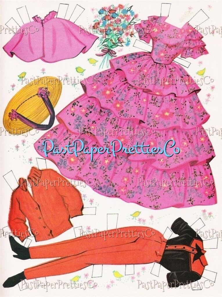 Vintage Paper Dolls Set Elly May From The Beverly Hillbillies Printable PDF Instant Digital Download Retro 1963 TV Show Clip Art