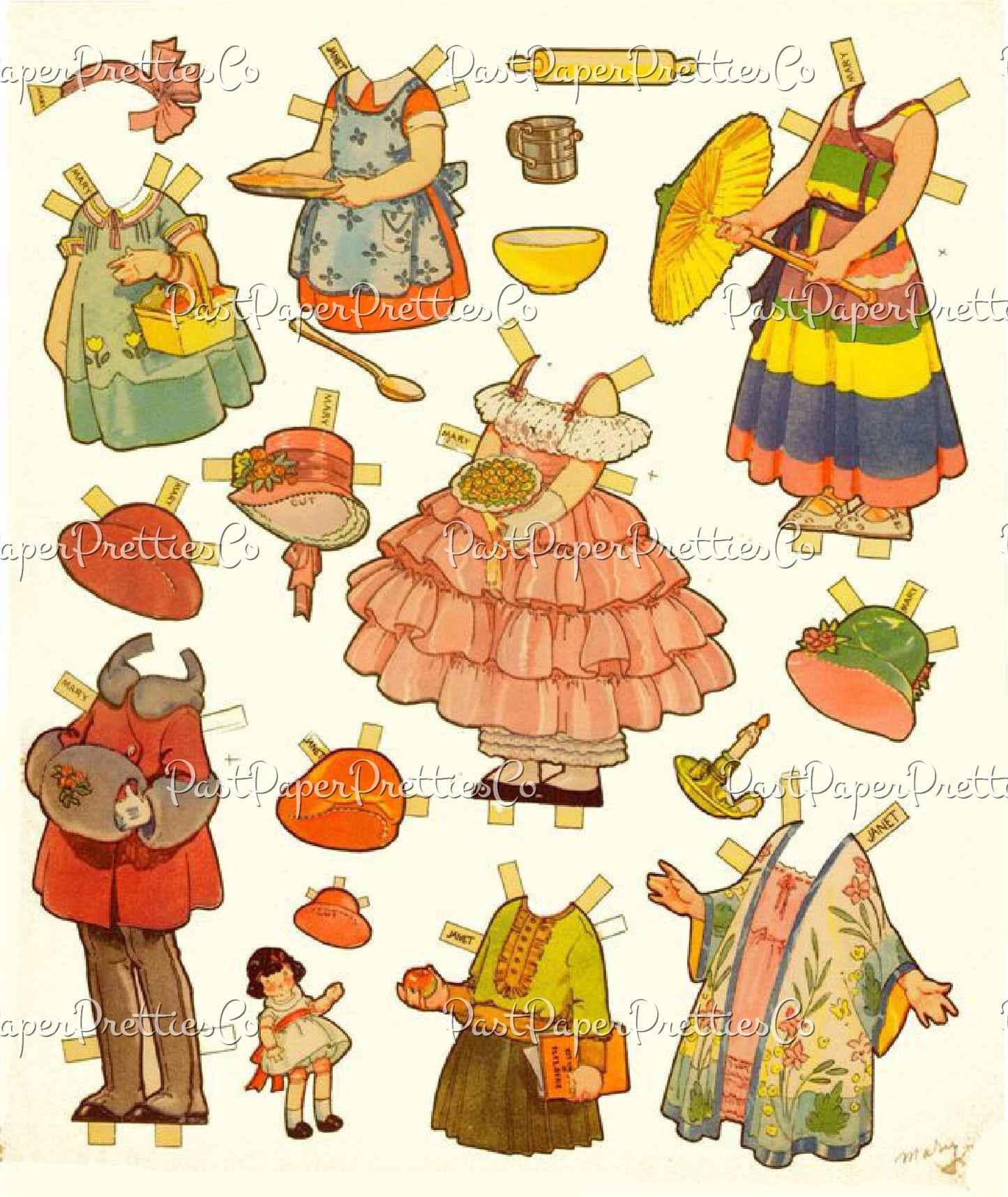 Vintage Paper Doll Playmates 20 Printable Dolls PDF Instant Digital Download Lots of Adorable Cute Little Girls Boys and Clothing Clip Art