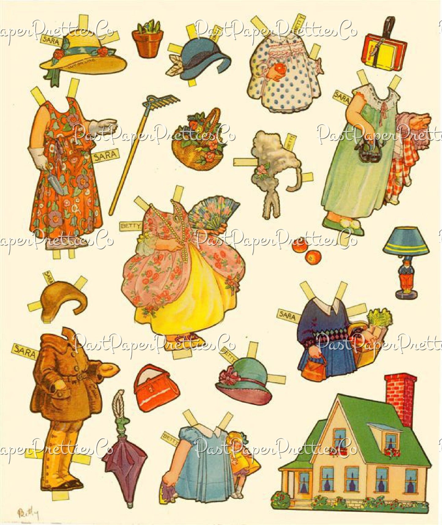 Vintage Paper Doll Playmates 20 Printable Dolls PDF Instant Digital Download Lots of Adorable Cute Little Girls Boys and Clothing Clip Art