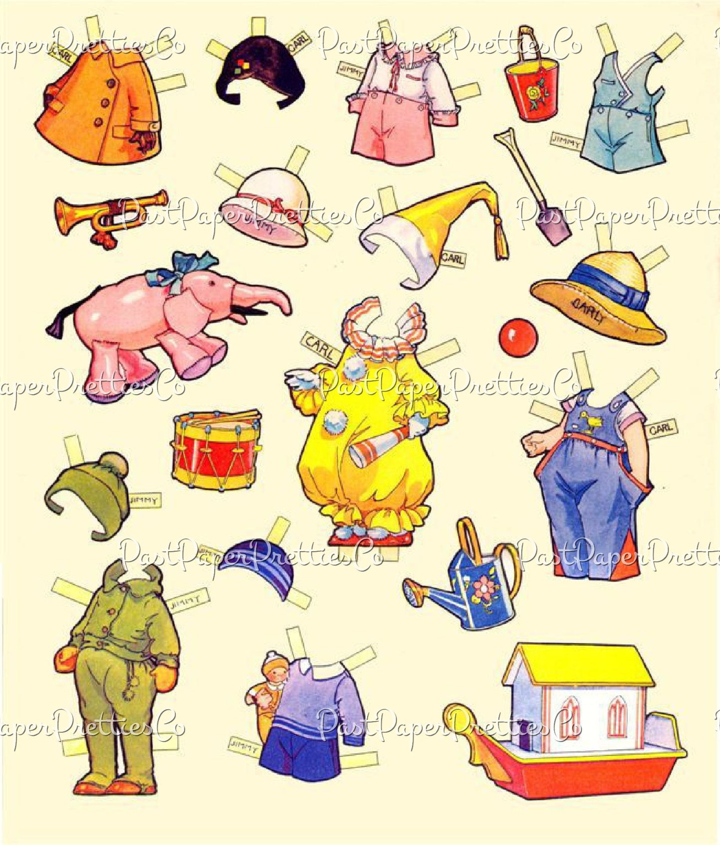 Vintage Paper Doll Playmates 20 Printable Dolls PDF Instant Digital Download Lots of Adorable Cute Little Girls Boys and Clothing Clip Art