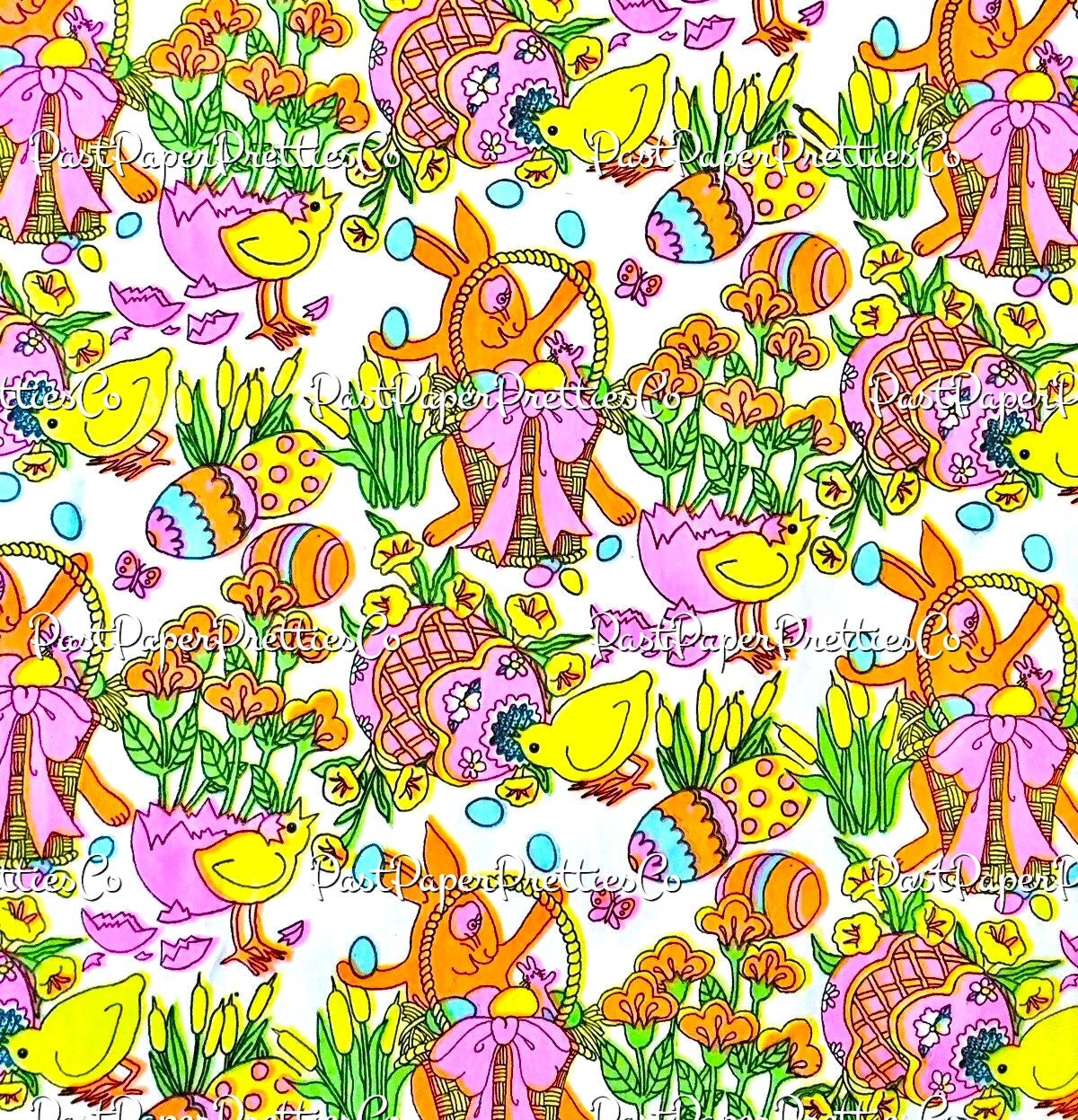 Vintage Printable Easter Gift Wrap 6 Pack Designs Retro Springtime Wrapping Paper Collage Sheets PDF Instant Digital Download MCM Bunnies