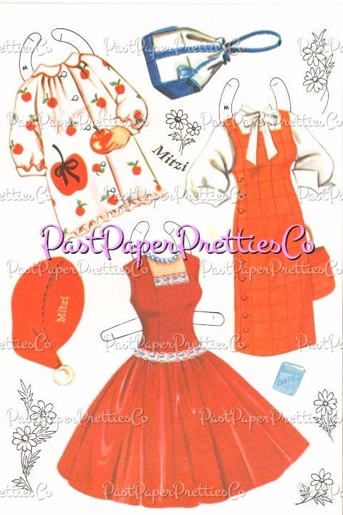 Vintage Paper Dolls Junior Vogue Printable PDF Instant Digital Download 4 Pretty Stylish Teens Cut Outs Clipart