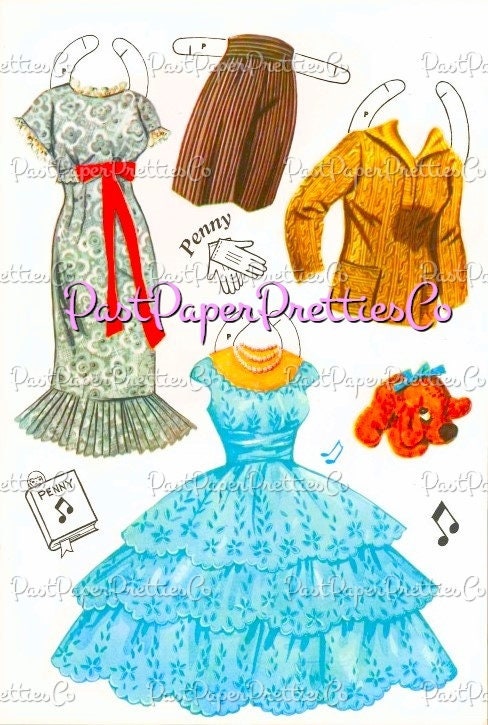 Vintage Paper Dolls Junior Vogue Printable PDF Instant Digital Download 4 Pretty Stylish Teens Cut Outs Clipart