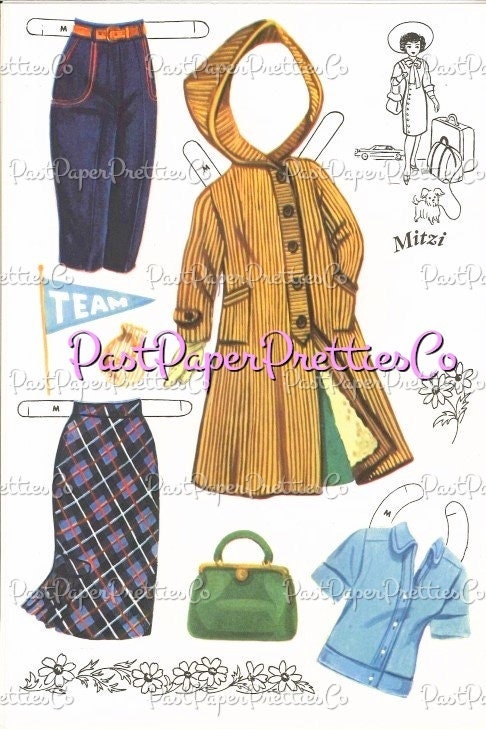 Vintage Paper Dolls Junior Vogue Printable PDF Instant Digital Download 4 Pretty Stylish Teens Cut Outs Clipart