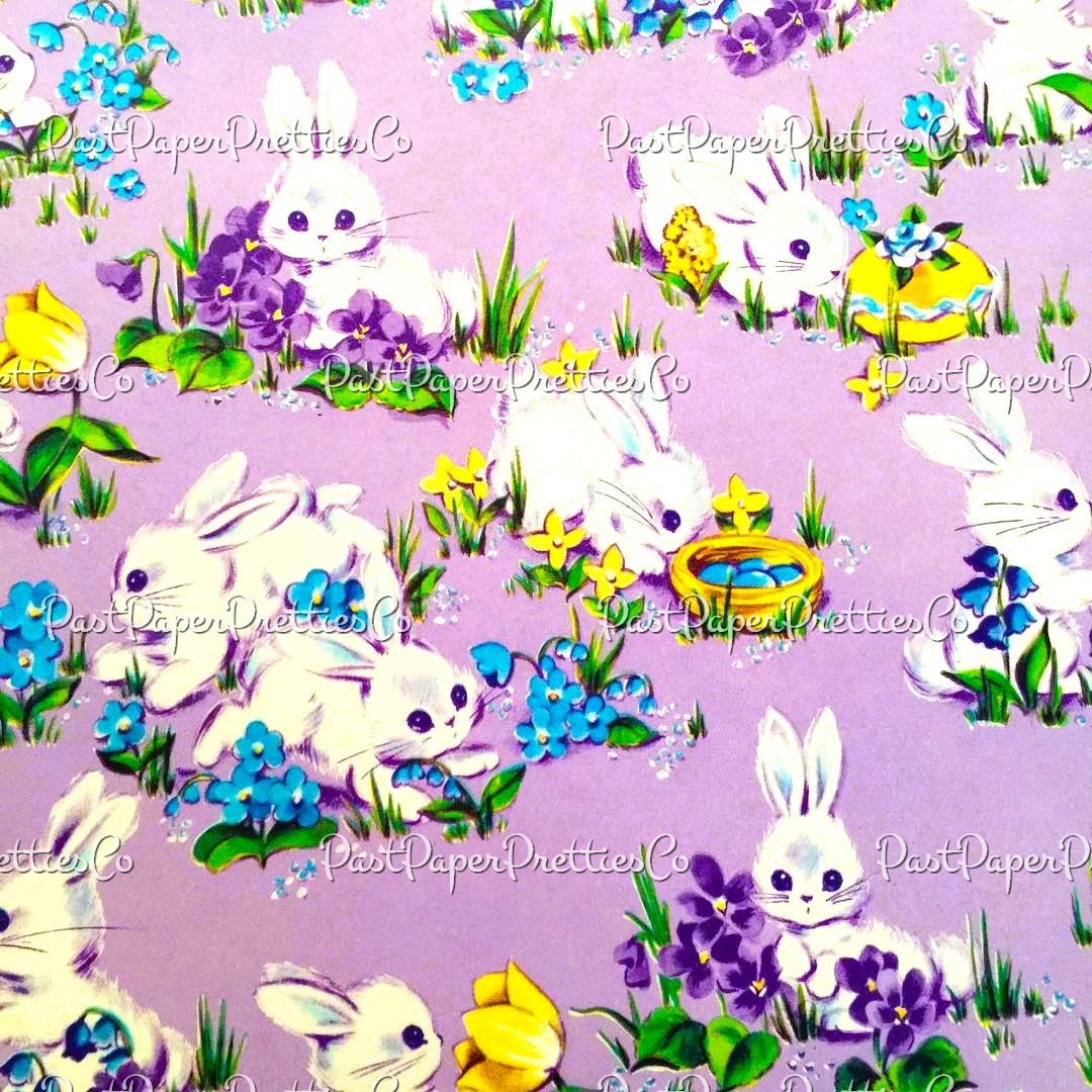 Vintage Printable Easter Gift Wrap 6 Pack Designs Retro Springtime Wrapping Paper Collage Sheets PDF Instant Digital Download MCM Bunnies