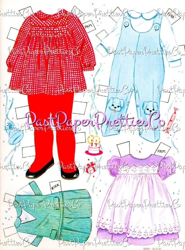 Vintage Paper Dolls Baby Album 1961 Cute Babies Toddlers Toys Clothing Printable PDF Instant Digital Download Retro Infant Clipart