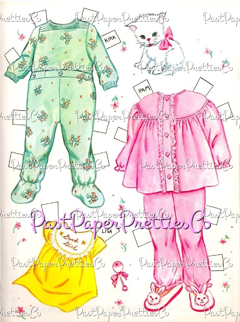 Vintage Paper Dolls Baby Album 1961 Cute Babies Toddlers Toys Clothing Printable PDF Instant Digital Download Retro Infant Clipart