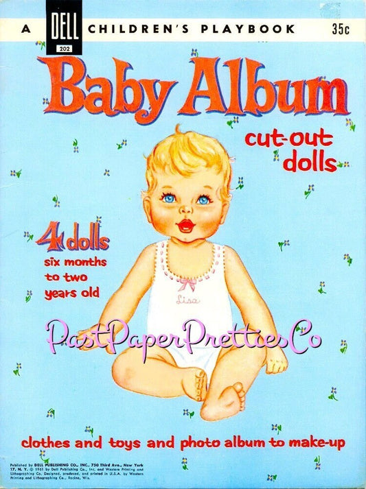 Vintage Paper Dolls Baby Album 1961 Cute Babies Toddlers Toys Clothing Printable PDF Instant Digital Download Retro Infant Clipart