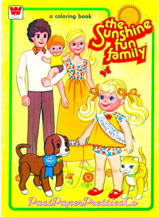 Vintage The Sunshine Fun Family Coloring Book Printable PDF Instant Digital Download Cute Childhood Toy Dolls 60 Pages to Color