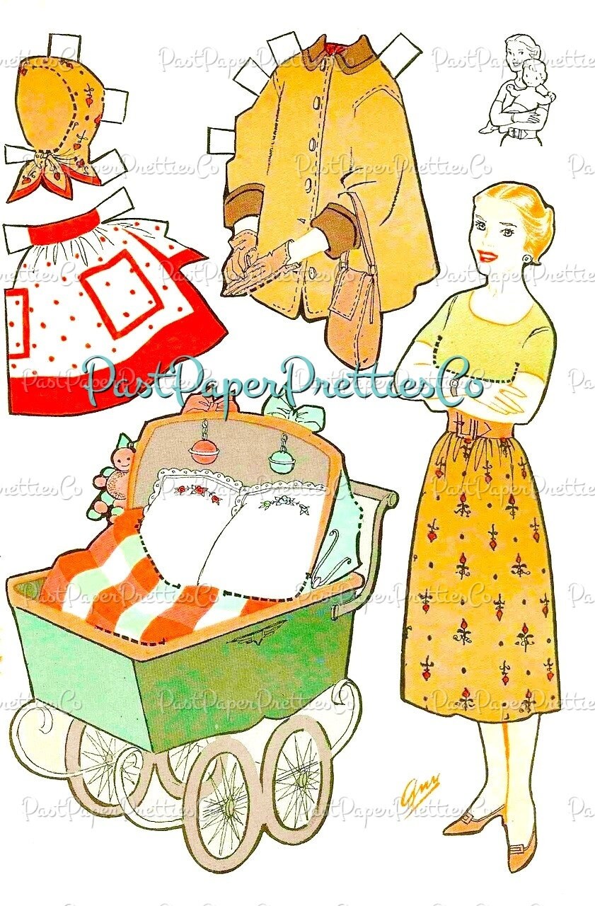 Vintage MCM Family Paper Doll Sets Retro Growing-Up Dolls Printable PDF Instant Digital Download Papercraft Play Sets 2 Sizes