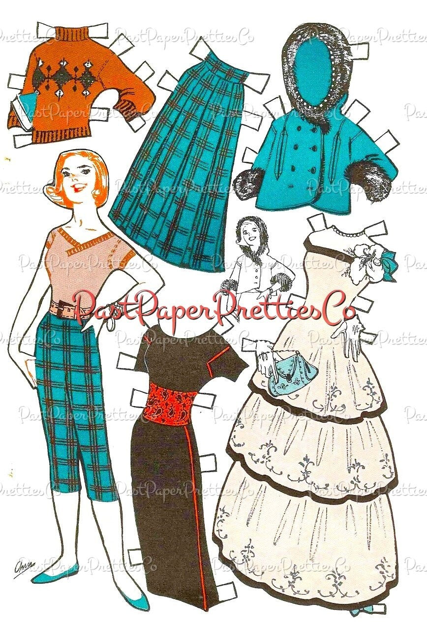 Vintage MCM Family Paper Doll Sets Retro Growing-Up Dolls Printable PDF Instant Digital Download Papercraft Play Sets 2 Sizes