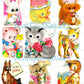 99 Vintage Printable Happy Birthday Animals ATC Cards Collage Sheets Images PDF Instant Digital Download Cute MCM Critters Clipart