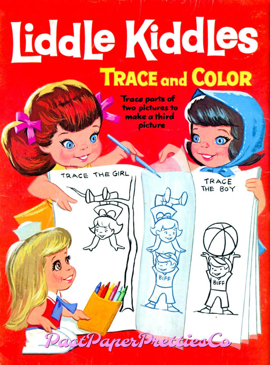 Vintage Printable Coloring Book Liddle Kiddles Trace n Color 1967 PDF Instant Digital Download Cute Childhood Toy 48 Pages to Color