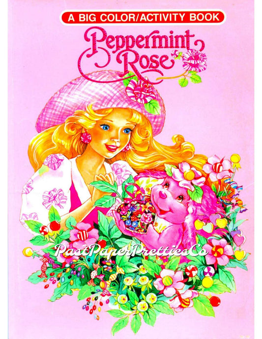 Vintage Peppermint Rose Coloring Activity Book Printable PDF Instant Digital Download Retro Childhood Toy Doll 54 Pages to Color