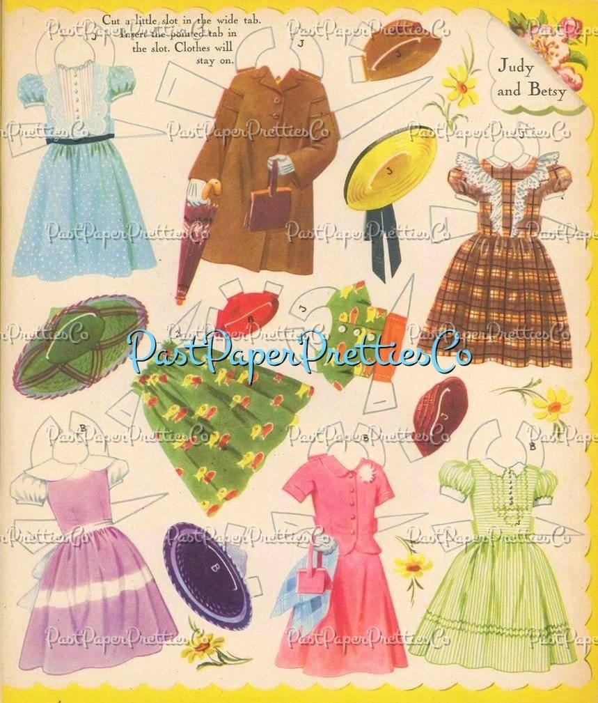 Vintage 17 Paper Dolls 1952 Printable PDF Instant Digital Download Lots of Adorable Cute Little Girl Dolls and Clothing Clip Art