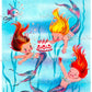 Vintage Printable Three Pretty Mermaid Friends Birthday Greeting Card Images PDF Instant Digital Download Kitsch Kawaii MCM Water Nymphs