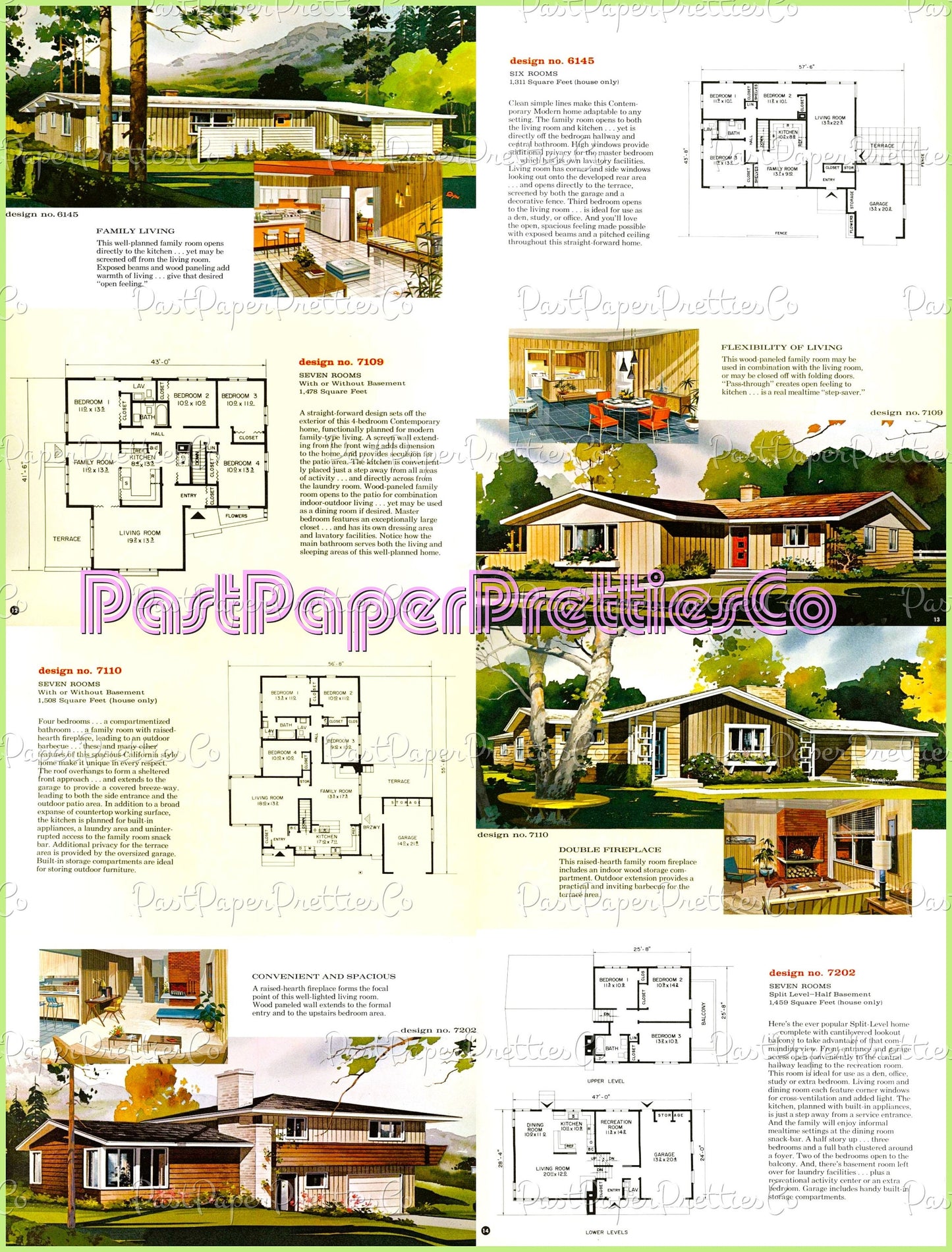 Vintage 12 MCM Family Planned Homes Unusual House Plans Retro Mid Century Modern Homes Printable Book 1961 PDF Instant Digital Download