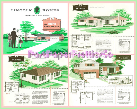 Vintage MCM House Plans Retro Mid Century Mod Homes Printable Book Kitschy Ladies Names 1955 PDF Instant Digital Download Suburbia Clipart