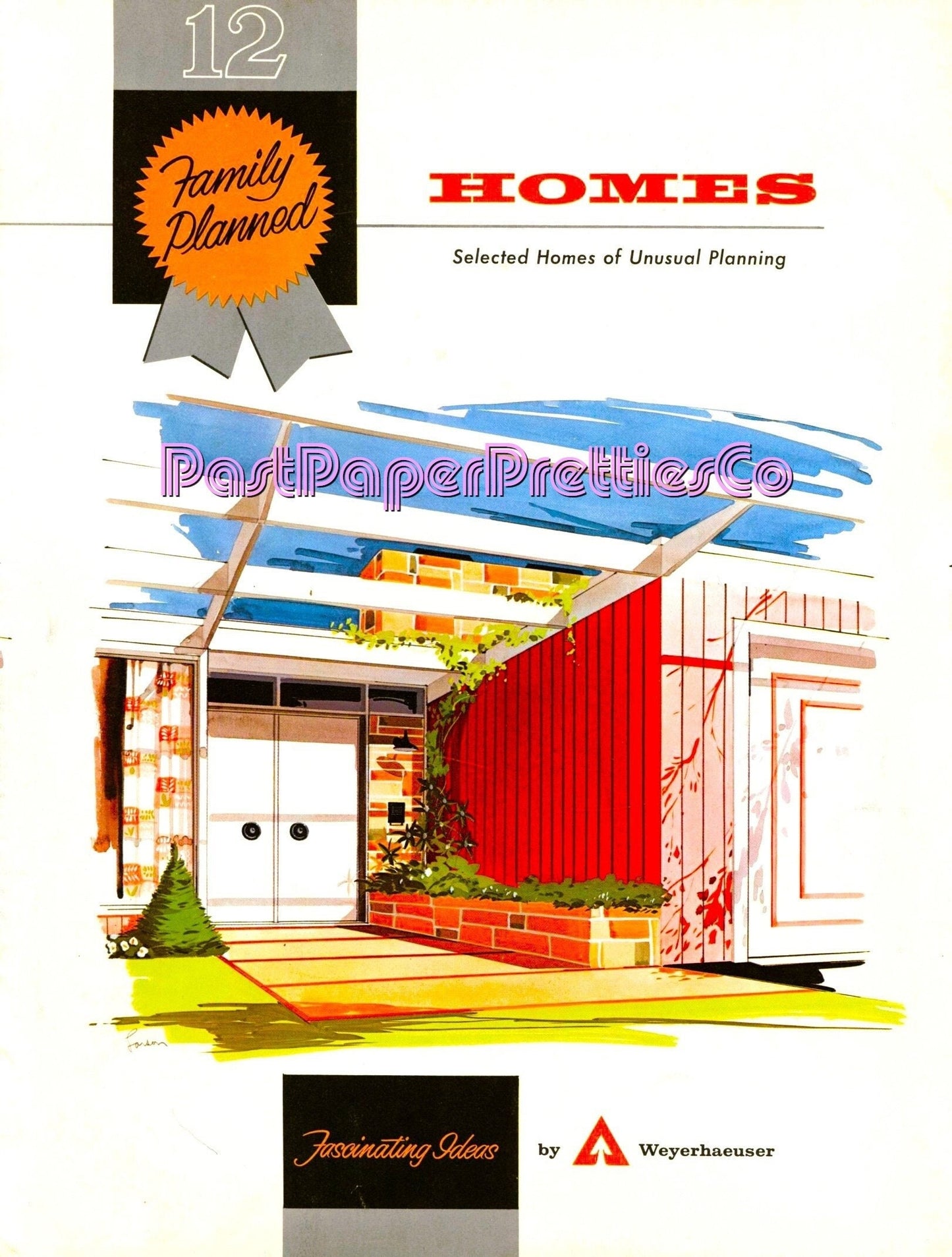 Vintage 12 MCM Family Planned Homes Unusual House Plans Retro Mid Century Modern Homes 1959 Printable Book PDF Instant Digital Download