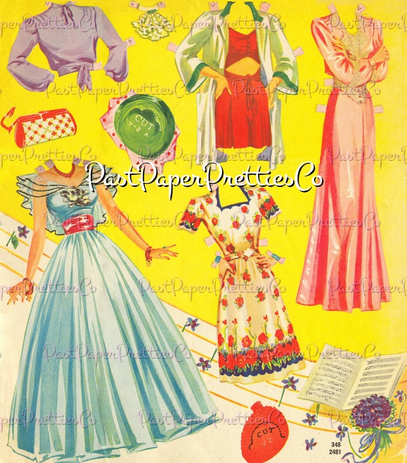 Vintage Musical Ladies Paper Dolls Hour of Charm 1943 Printable PDF Instant Digital Download All Girl Orchestra Choir Singers Violinist