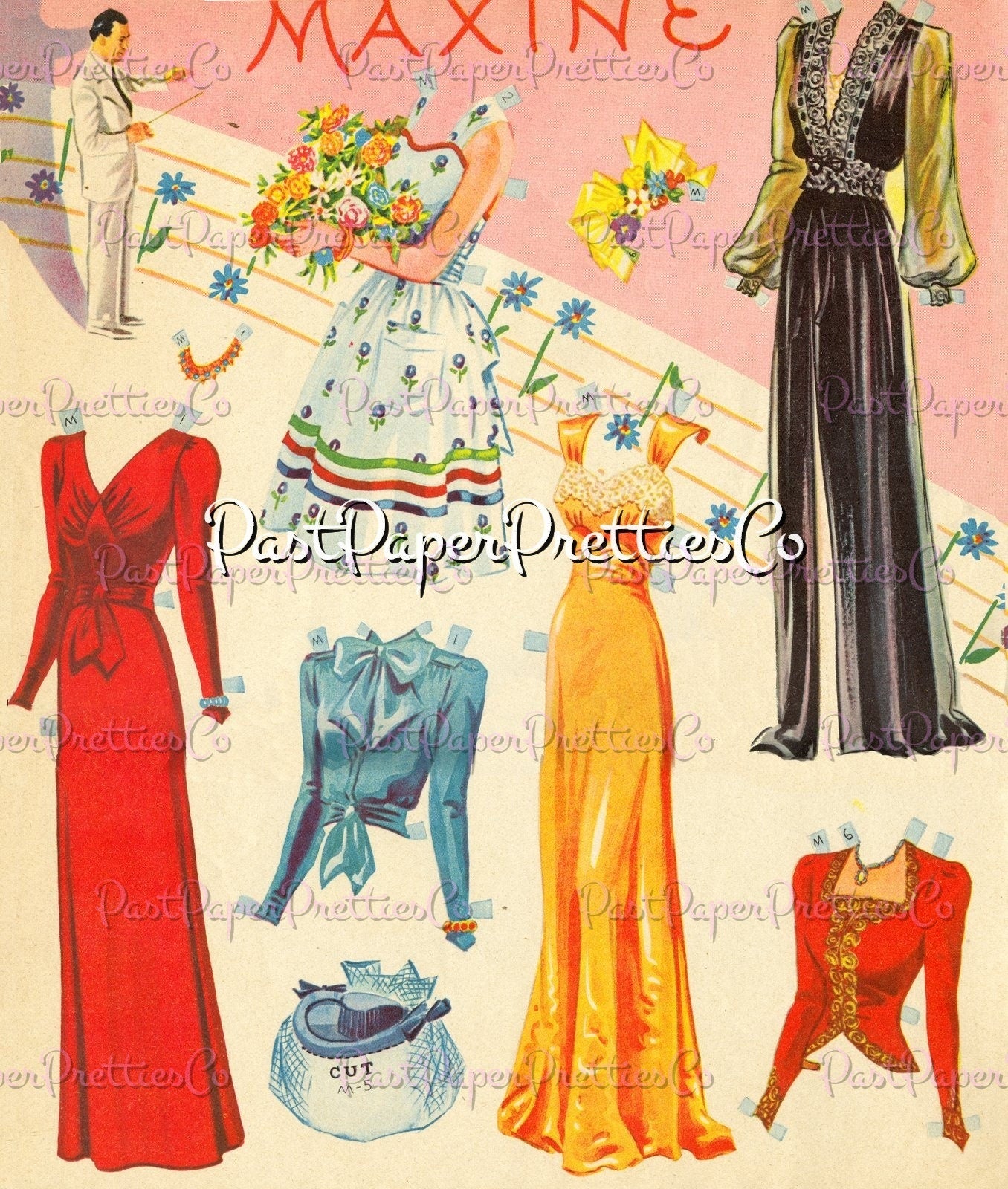 Vintage Musical Ladies Paper Dolls Hour of Charm 1943 Printable PDF Instant Digital Download All Girl Orchestra Choir Singers Violinist