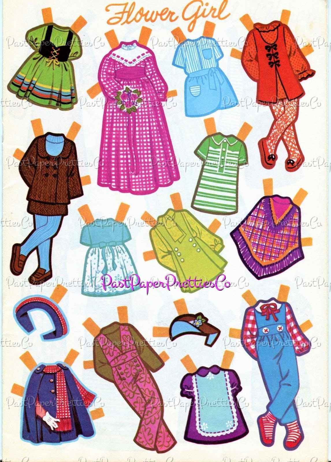 Vintage Paper Dolls Here Comes The Bride Retro 1971 Printable PDF Instant Digital Download Groovy Wedding Party Dolls & Clothes Clip Art