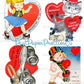 Vintage Printable Valentines Day Cards Rollerskating Girls and Boys All Roller Skate Themed Collage Sheets PDF Instant Digital Download