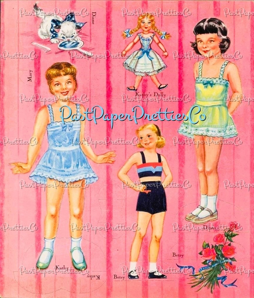 Vintage 17 Paper Dolls 1952 Printable PDF Instant Digital Download Lots of Adorable Cute Little Girl Dolls and Clothing Clip Art