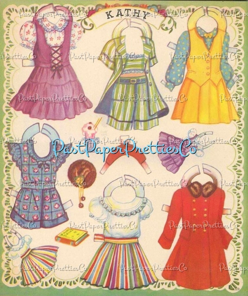 Vintage 17 Paper Dolls 1952 Printable PDF Instant Digital Download Lots of Adorable Cute Little Girl Dolls and Clothing Clip Art